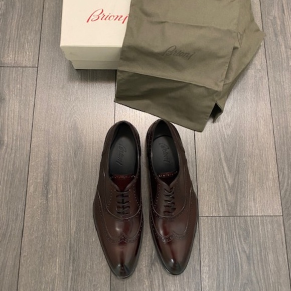 Brioni Brown Leather Wingtip Oxford Shoes Size 11 NWT - Picture 1 of 13